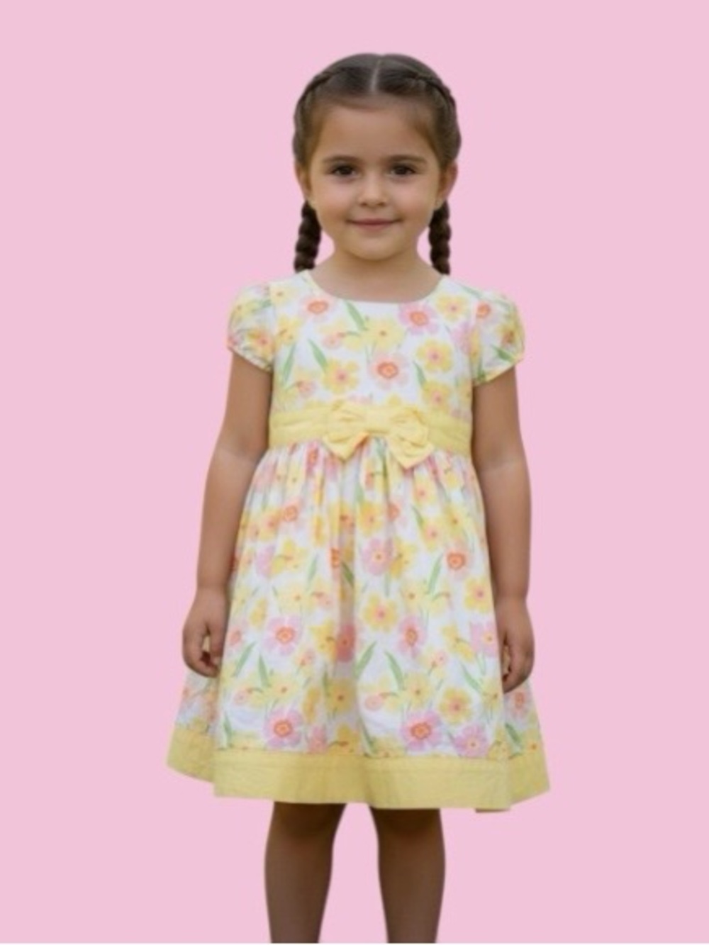 Gymboree Yellow Floral Bow Waist Dress